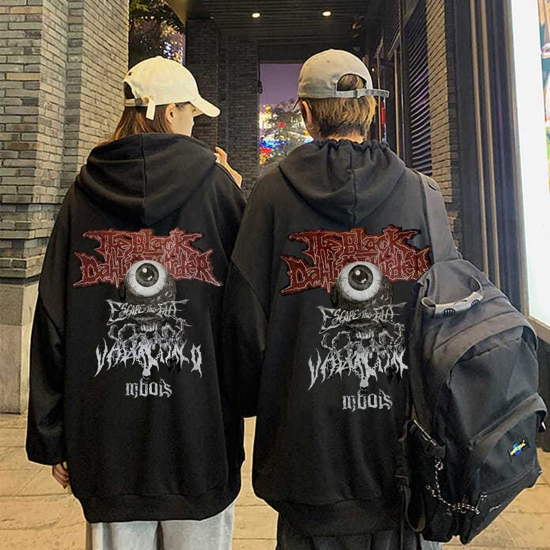 

Men's Hoodies & Sweatshirts Dark Streetwear Y2k Hoodie Evil Eye Printed Harajuku Fall/Winter Men And Women's Long Sleeve Pullover Tops Unise, Black