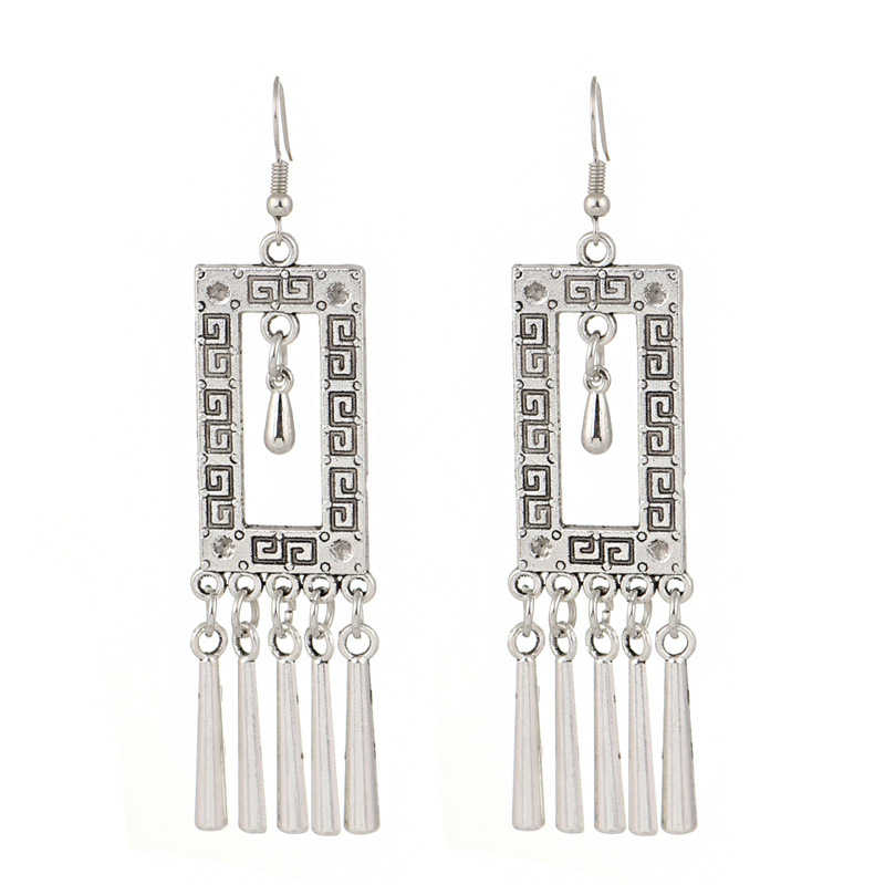 

women's hollow square Tibetan silver Charm earrings GSTQE031 fashion gift national style women DIY earring