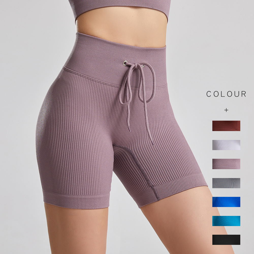 

womens tracksuits yoga shorts luoulu High Waist Running Shorts thread strong stretch nylon short pants pockets Lady Fitness seamless hip-lifting Leggingss shorte, Black