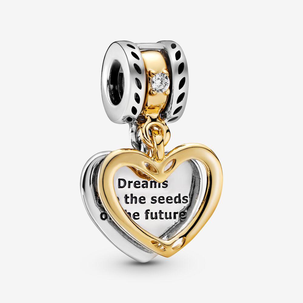 

New 925 Sterling Silver Seeds of the Future Split Heart Dangle Charm Fit Pandora Original European Charm Bracelet Fashion Jewelry Accessories