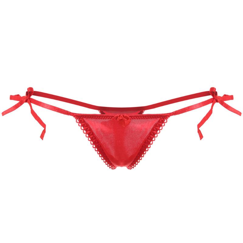 

Sexy Temptation Lady T-string Thong Lace Large Size Cute Girl Japanese Transparent Bowknot Panties Female Women's, Black