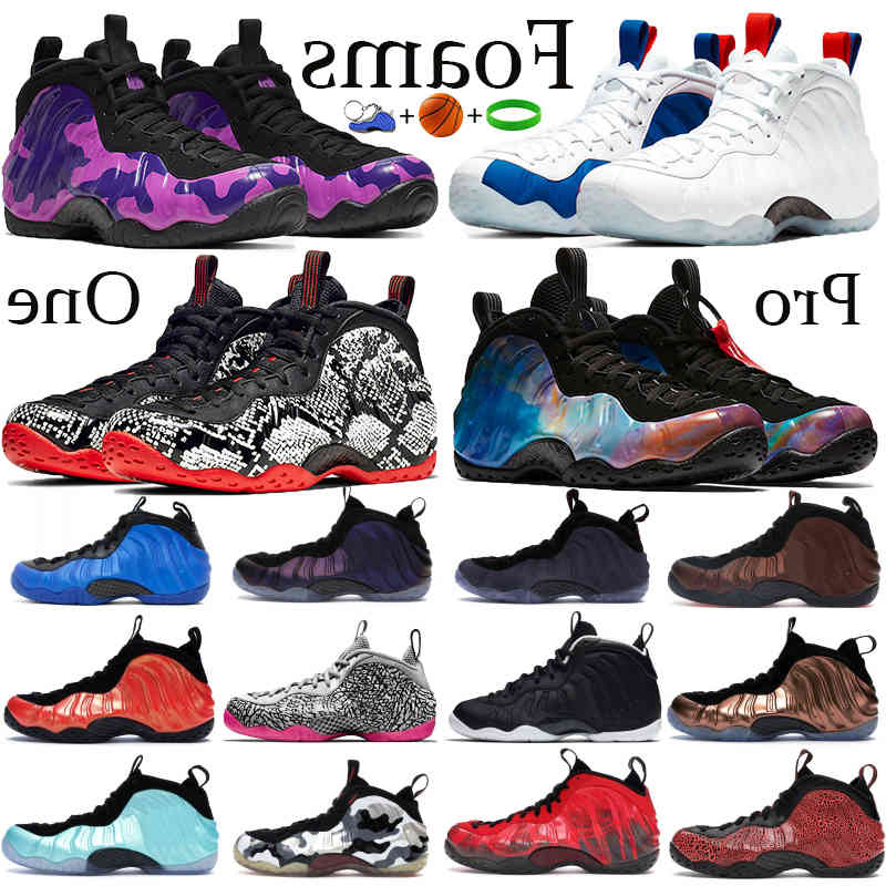 

2022 foams Boots shoes Penny hardaway one Purple Camo ALTERNATE GALAXY black white sneakers USA Royal Copper Island Green trainers, With desiccant