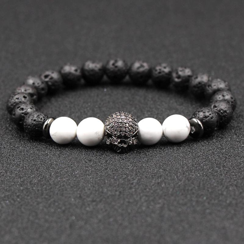 

Beaded, Strands White Zircons Head Bracelet Volcano Stone Bracelets For Women Men Jewelry Feminina