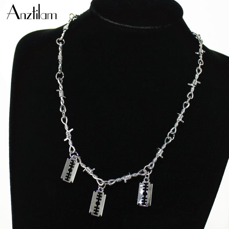 

Earrings & Necklace Anztilam Punk Thorns Blade Iron Unisex Choker Hip Hop Fashion Accessry Streetwear For Girl Women, Silver