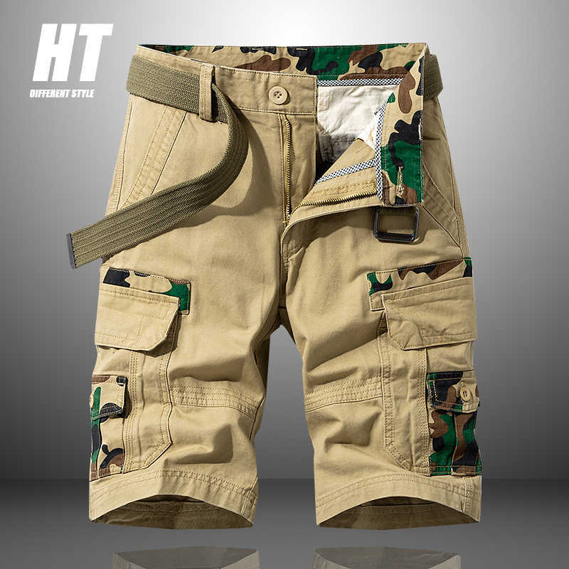 

Summer Men's Shorts Camouflage Tactical Cargo Big Pocket Loose Working Beach Male Bermudas 38 210603, Bls1701khaki