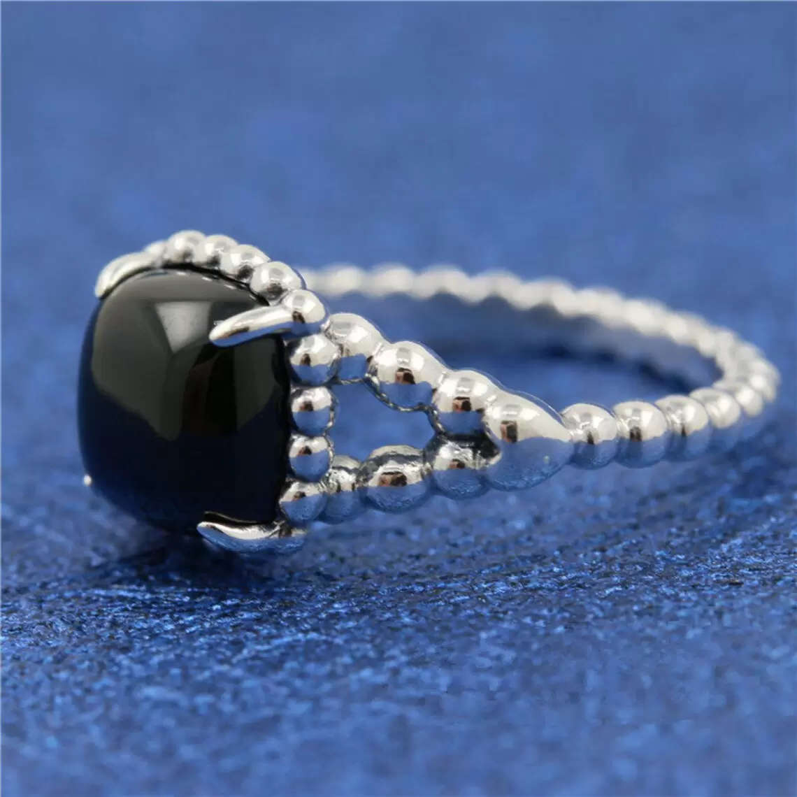 

925 Sterling Silver Black Vibrant Spirit Stones Ring Fit Pandora Charm Jewelry Engagement Wedding Lovers Fashion Ring For Women