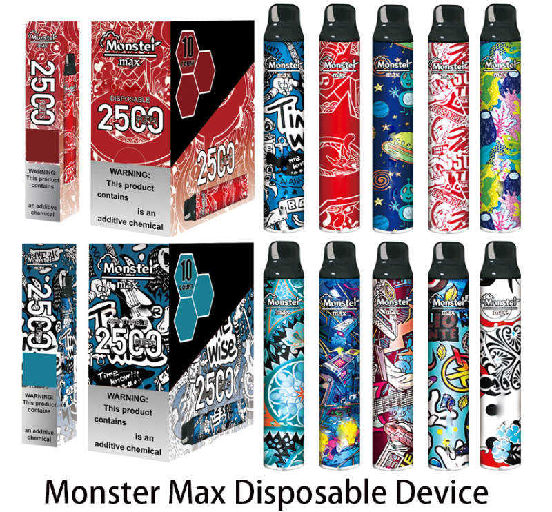 

Original Monster Max Disposable E Cigarettes Device Kit 2500 Puffs Prefilled Pod Vape Pen Authentic VS Bar Plus Dual