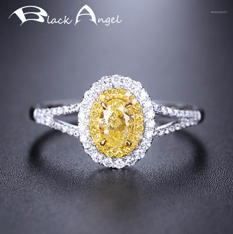 

Cluster Rings BLACK ANGEL Fashion 925 Silver Luxury Oval Citrine Yellow Gemstone CZ Adjustable For Women Wedding Jewelry Wholesale1