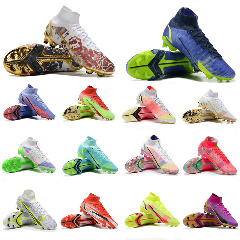 

Soccer Shoes Mercurial Superfly VIII 8 Elite FG Cristiano Ronaldo Recharge Sapphire Speed 4 Prism Pro Crimson Mbappé Flames Impulse Pack Cleats CR110 FOOTBALL Boots, Color7