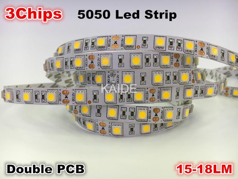 

Good Quality SMD Led Strips Dc12v 5m 300led Double PCB Three Chips 15-18lm Flexible Lamp Coldwhite Neutralwhite Warmwhite