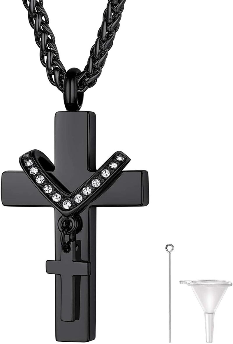 

Pendant Necklaces Stainless Steel Cross Bone Ash Necklace Is A Souvenir Jewelry Suitable For Human Pet Men And Women CP497