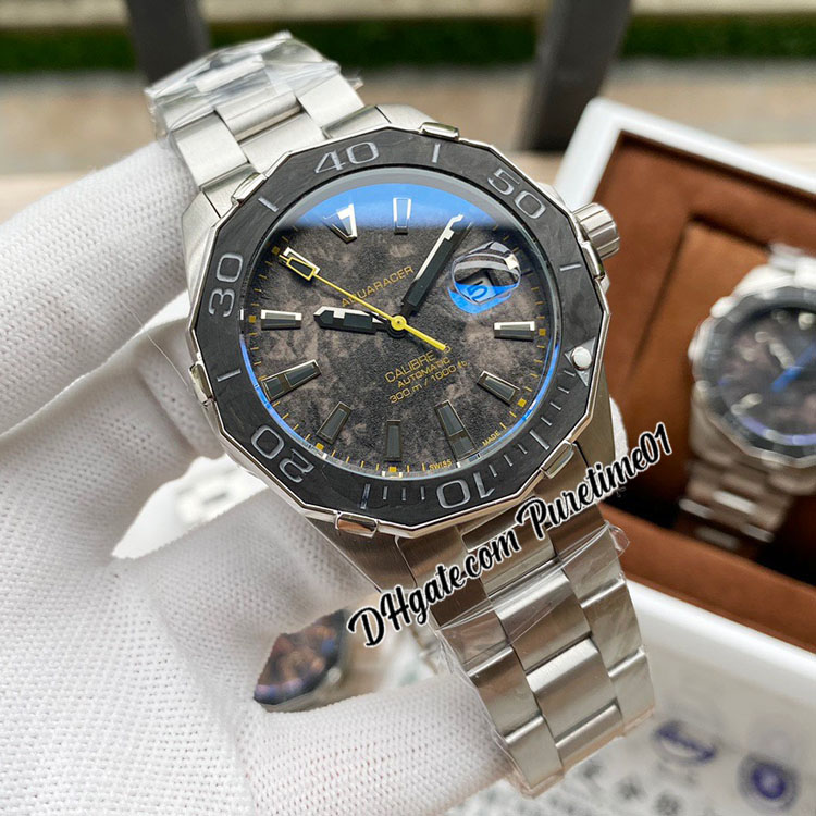 

Carbon Fiber Bezel And Dial A21j Automatic Mens Watch Yellow Hands Stick Markers Stainless Steel Bracelet Watches Puretime Z41a1, Customized waterproof service