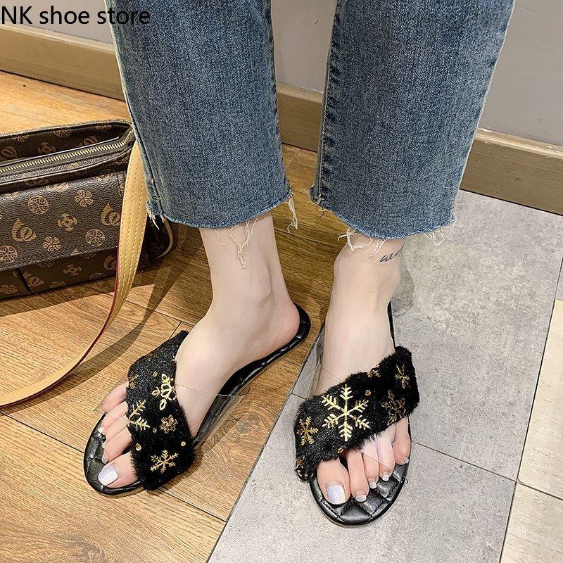 

Slippers 2021 Summer Style Ladies Casual All-match Flat Sandals White, Black, Gray Large Size 36-43