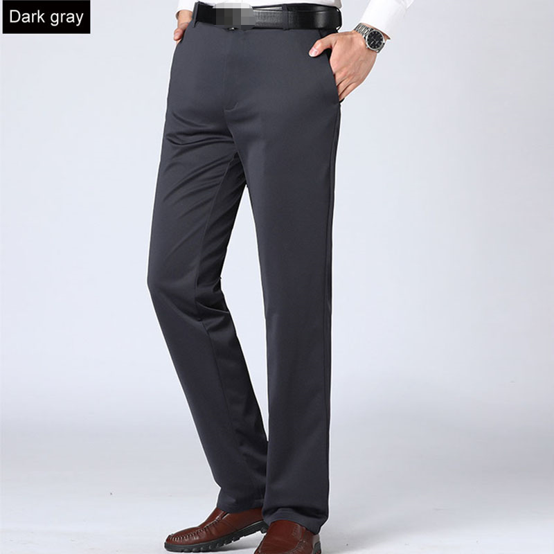 

Autumn men's casual pants woven combing double warp and weft single fold straight bag stretch 20141 winter, Black