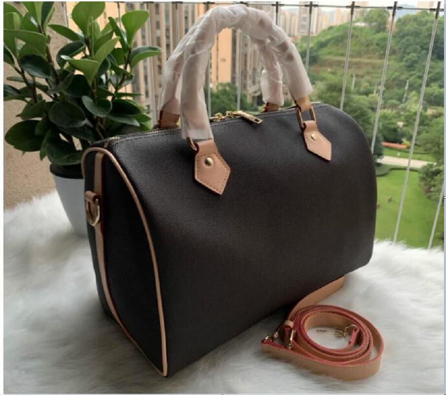 

2022 Women Messenger Travel bag Classic Style Fashion bags Shoulder Bags Lady Totes handbags Speedy 30 cm With Gold lock, Brown flower