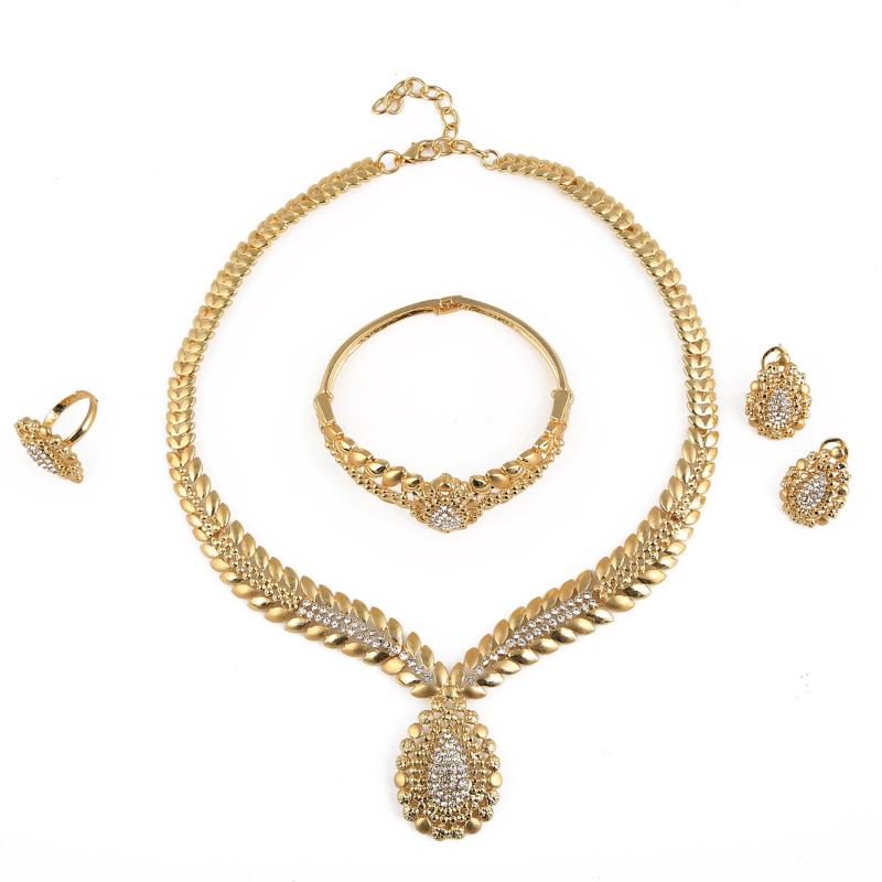 

Earrings & Necklace Ethiopian Habesha Luxury Gold Crystal Rhinestones Zircon Princess Choker Necklaces Bridal Wedding Women Charm Jewelry Se, As pic