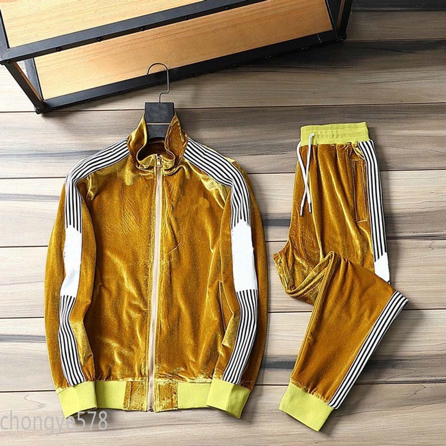 

2021 French autumn winter fashion Velvet letter luxury tracksuit mens designer high-quality windbreaker breathable zipper black