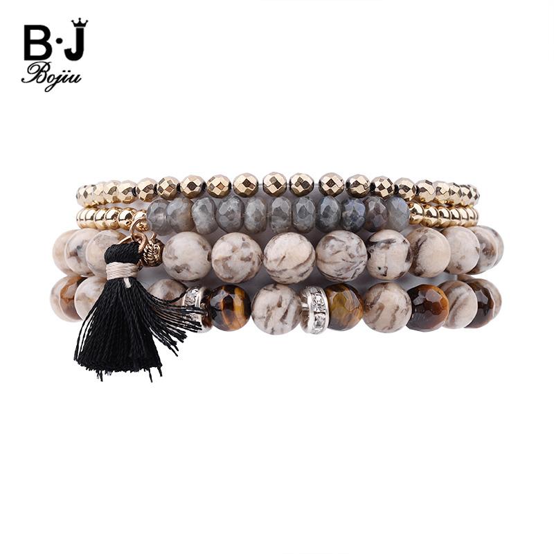 

Beaded, Strands BOJIU 4 Pcs/Set Multilayer Beads Women Bracelets Female Trendy Gold Tiger Eye Natural Stone Bracelet Jewelry Lady Gift 170, Black