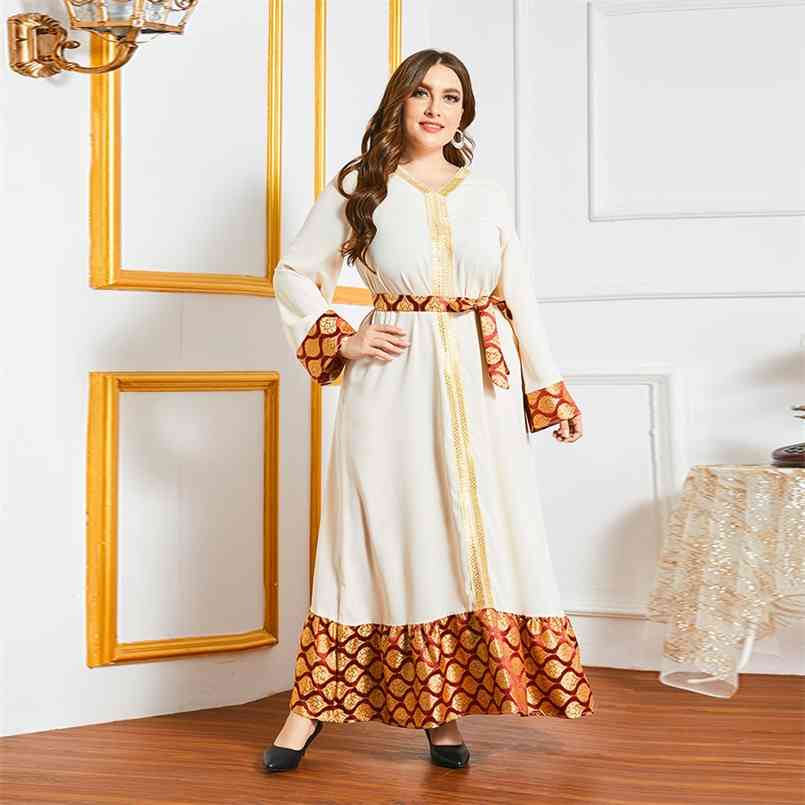 

Abaya Dubai Turkey Indian Muslim Hijab Dress Islam Maxi Turkish Dresses For Women Plus Size Clothing Robe Femme Ropa Vestidos 210602, Beige white dress