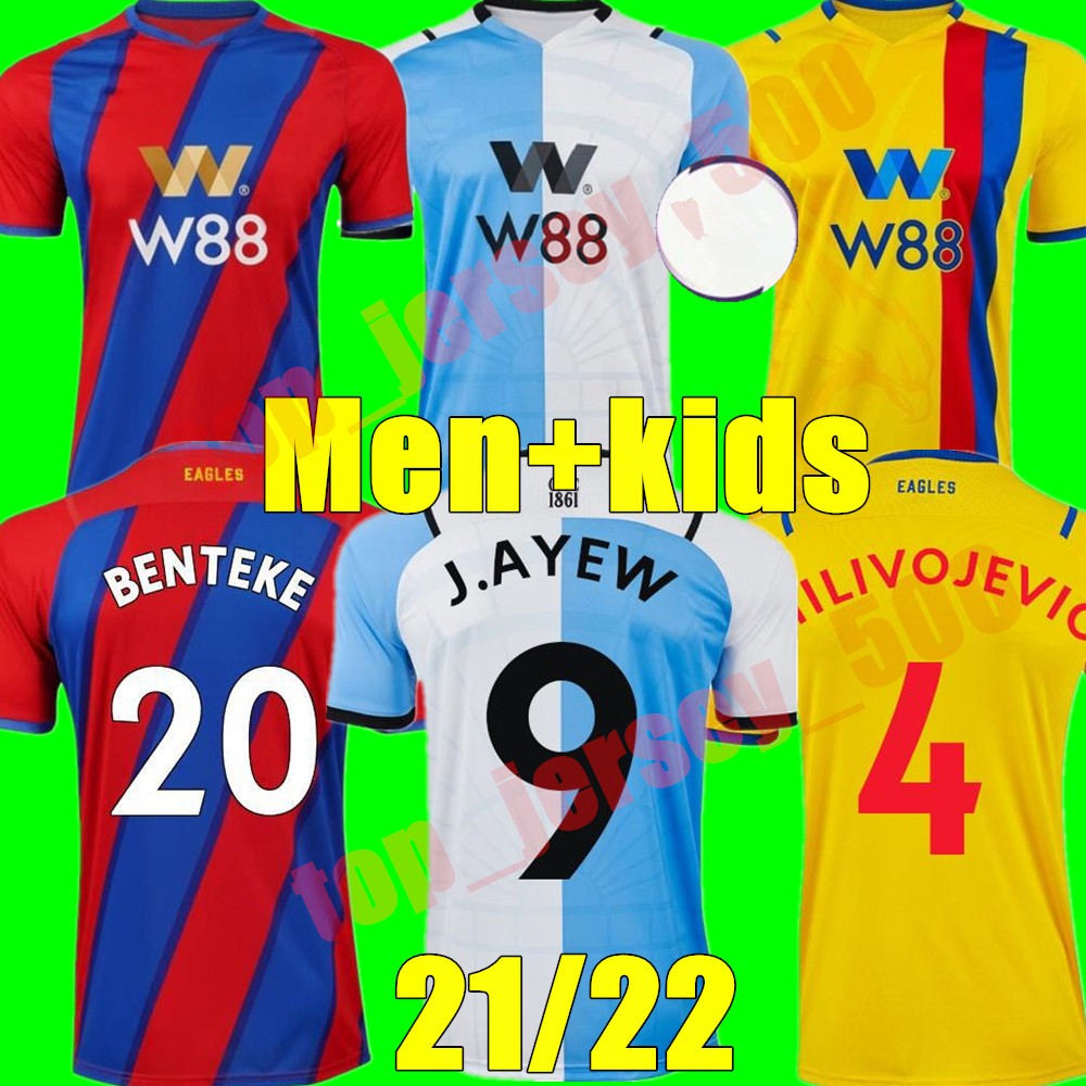 

21 22 home soccer jersey 2021 Away ZAHA MILIVOJEVIC BENTEKE Maillots De Foot shirt OLISE KOUYATE SCHLUPP McARTHUR J.AYEW Football uniform, Away+league patch