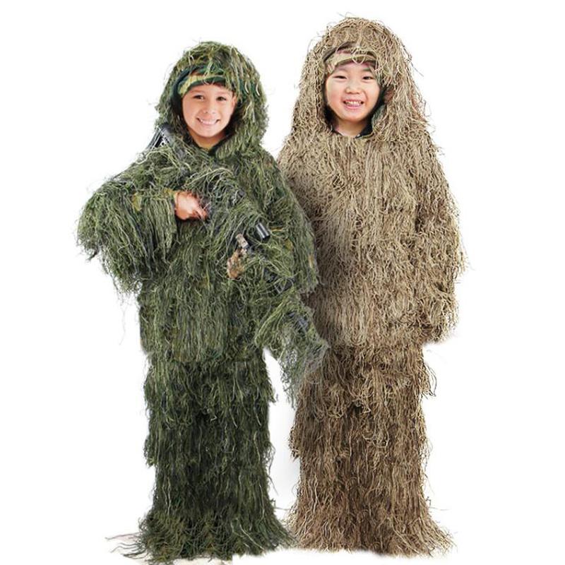 

Hunting Sets 5PCS Kids Ghillie Suits Child Camouflage Clothing Military Tactical Gillie Suit Sniper Clothes Birding, Sniper suite jungle