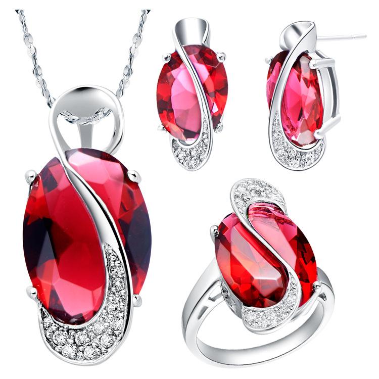 

Earrings & Necklace Mystic Rose Cubic Zirconia White CZ 925 Sterling Silver Jewelry Sets For Women Party Necklace/Earrings/Pendant/Ring, As pic