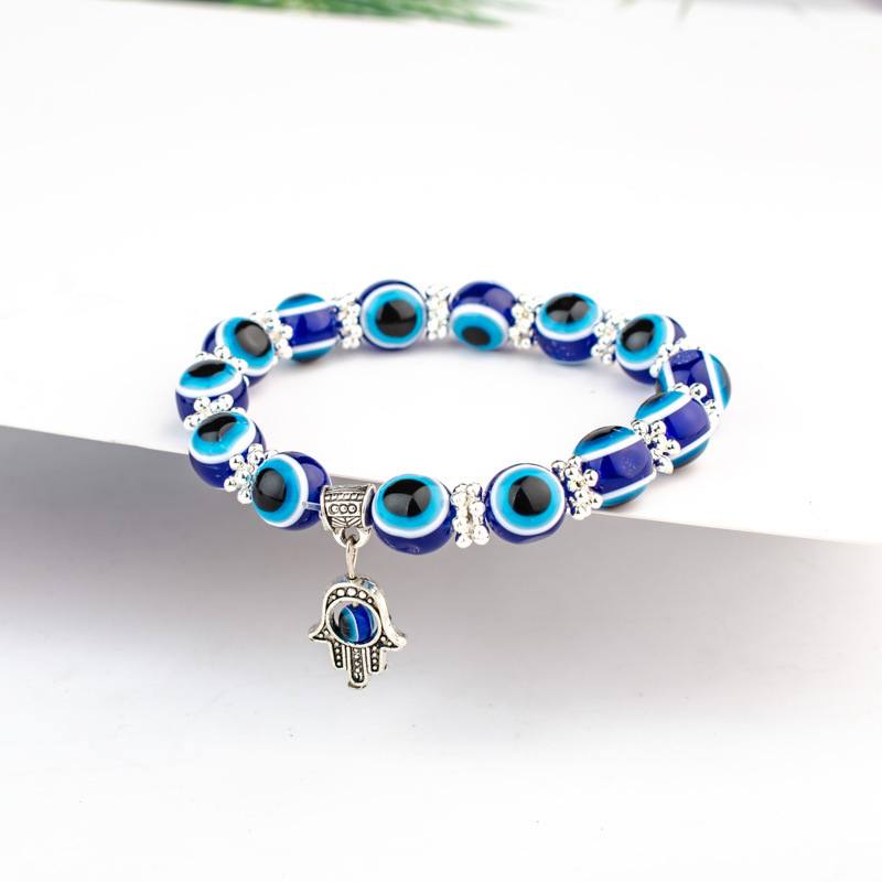 

Classic Design Fatima Hand Anchor Charm Bracelet Blue Evil Eyes Beads Strands Bracelets Jewelry for Men Women Lovers