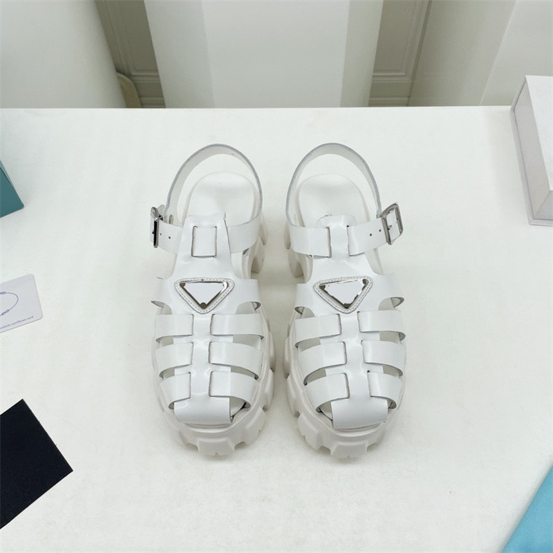 

Designer Women Sandals Cutout One word buckle Platform Roman Shoe tire bottom sandals 35-40, Black