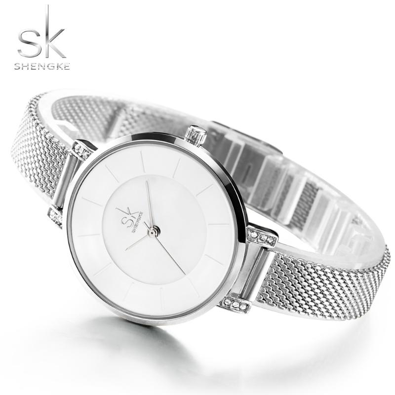 

Wristwatches Shengke Top Women Watch Fashion Women's Watches SK Silver Bracelet Ladies Clock Relogio