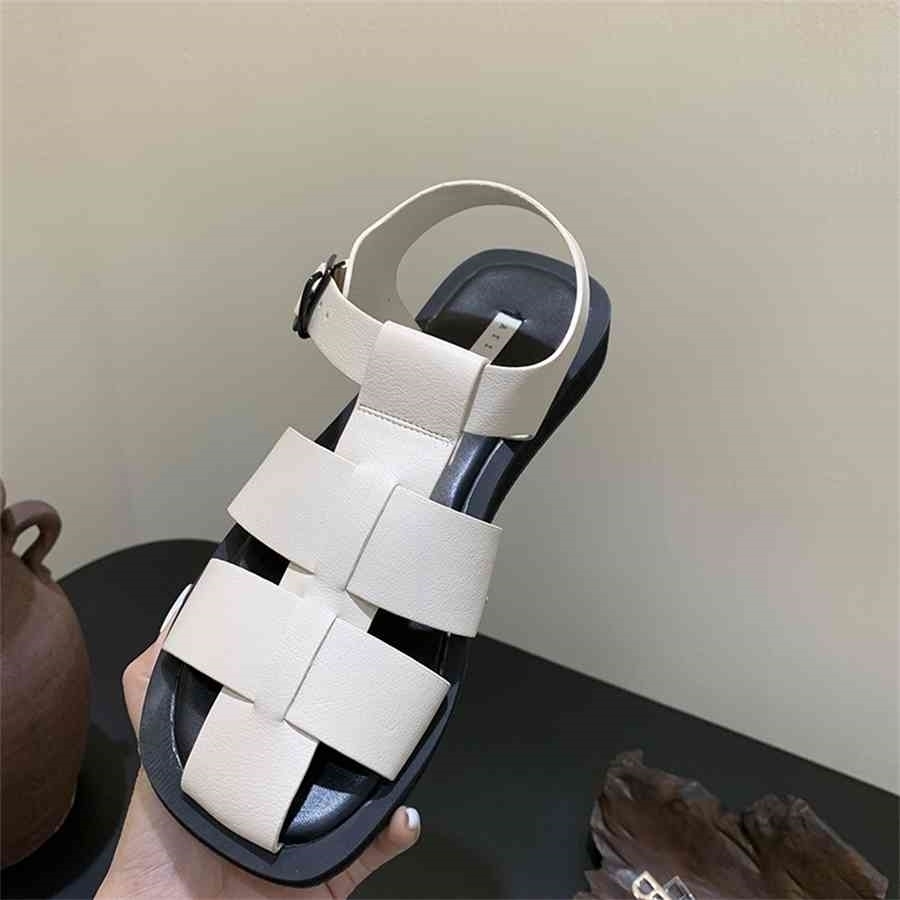 

2021 Summer Sandals Female Weave Shoes Ladies Fashion Women Slides Shoes Outside Flat With Casual For Woman Sandals Shoes wenshet, White