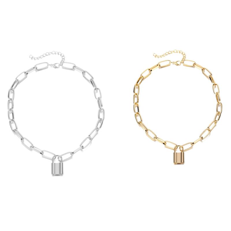 

Chains Vintage Golden Chain Choker Necklace For Women Fashion Punk Metal Multilayer 2021 Trend Female, Silver