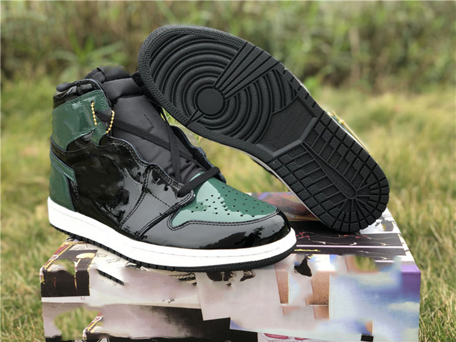 

Top Version Jumpman 1 High Mens Basketball Shoes 1S Green Patent Leather Luxurys Designers Sneakers Size 40--46, #2