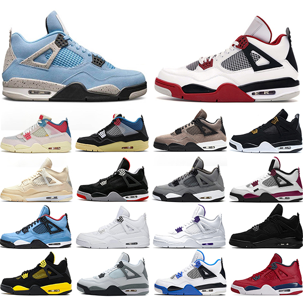 

Men Basketball Shoes University Blue 4 4s OG Bred What the White Cement Cool Grey Mens Trainers Outdoor Sneakers Sports, #5 pure money