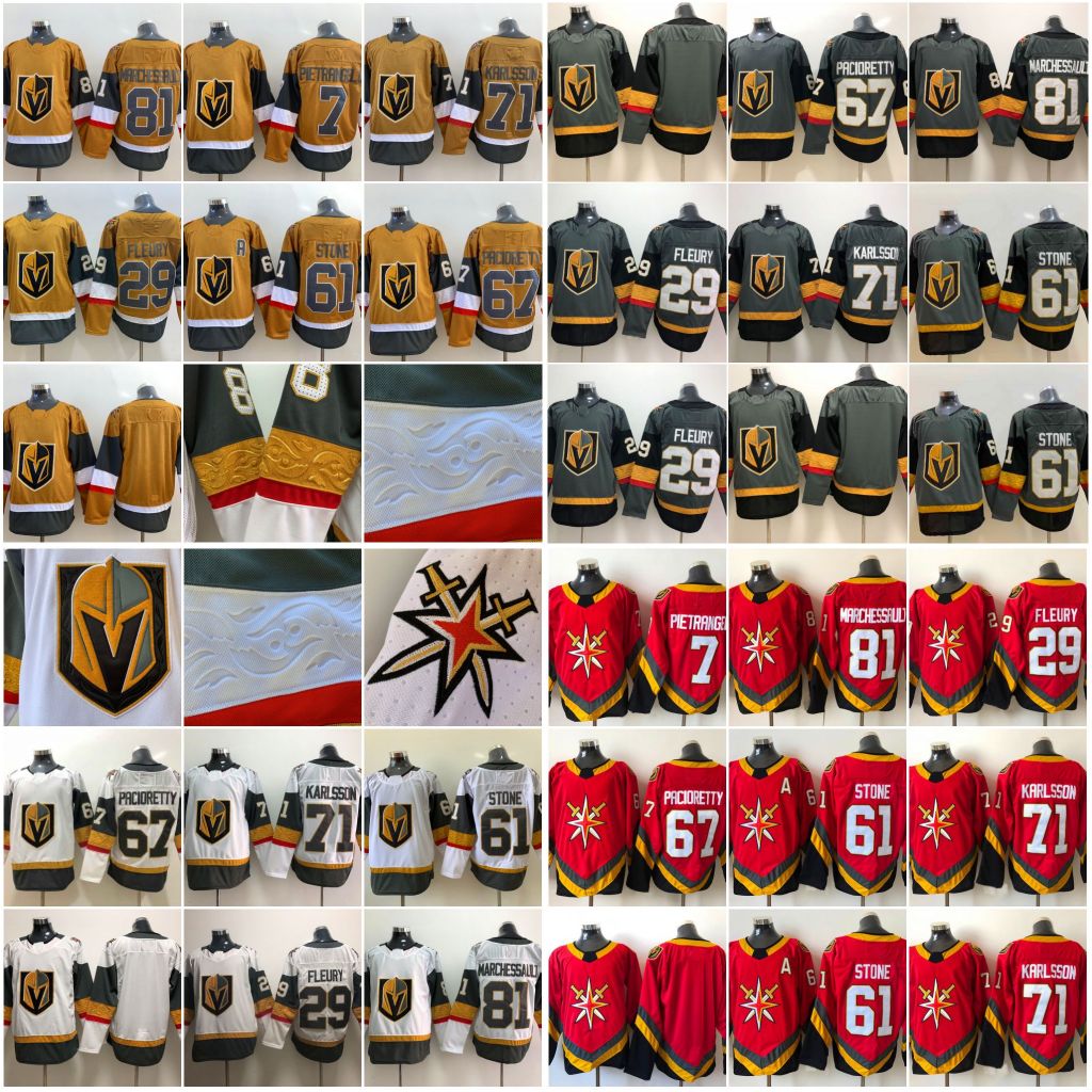 

61 Mark Stone Vegas Golden Knights Jersey 67 Max Pacioretty 71 William Karlsson 81 Jonathan Marchessault 7 Alex Pietrangelo 29 Marc-Andre Fleury Hockey Jerseys, Men's s-xxxl/ white