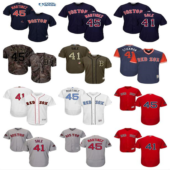 

Custom bostonred men womens youth soxss 45 Pedro Martinez 41 Chris Sale white red blue Authentic Weekend 2020 Home Throwback Jersey, Black