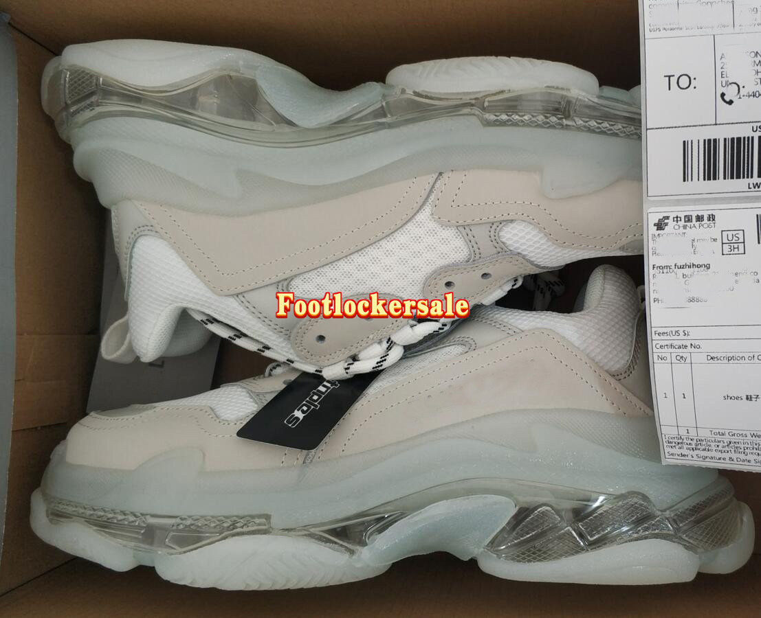 

Paris Casual Shoes balencaiga balanciaga balenciaca 17FW Triple S Sneakers Mens Women Designers Sneaker Clear Sole White Red Rainbow Sports Dad Shoe, 31