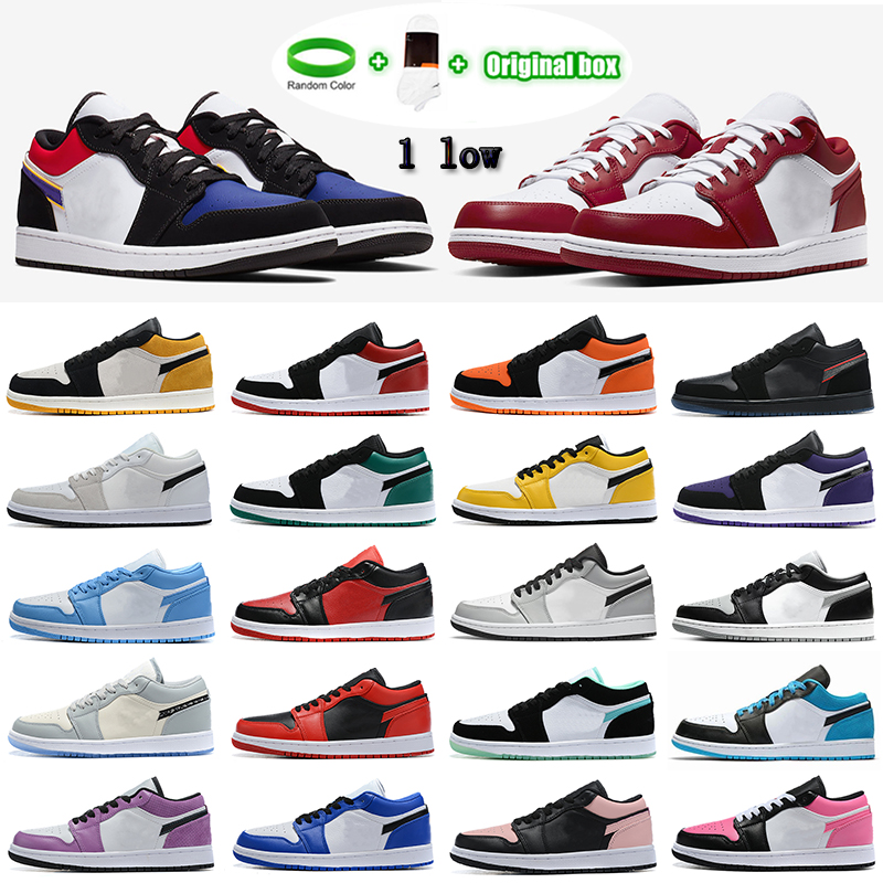 

high quality Jumpman Low OG UNC 1 1s Mens Basketball Shoes Bred Obsidian Triple White Black Toe Trainers Sports Sneaker size 36-46 With Box