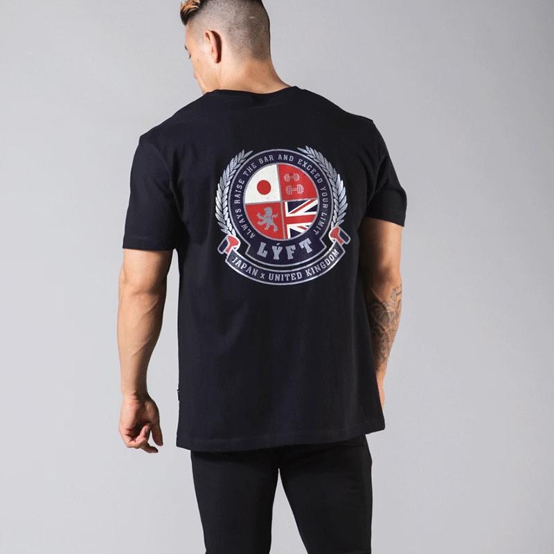 

Men's T-Shirts Oversize Summer Print Gym Sport T Shirt Men Short Sleeve Casual Man Workout Training Tops Tees Running Brand Clothing, Black