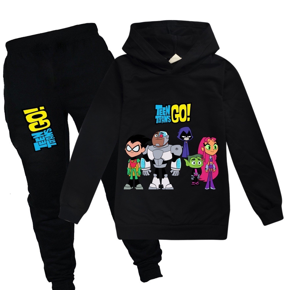 Baby Clothing Sets Teening Titans GO Hoodie Tops Pants 2pcs Set Kids Sport Suits Boys Tracksuits Toddler Outfit Girls Outwear C0225-image-689218751