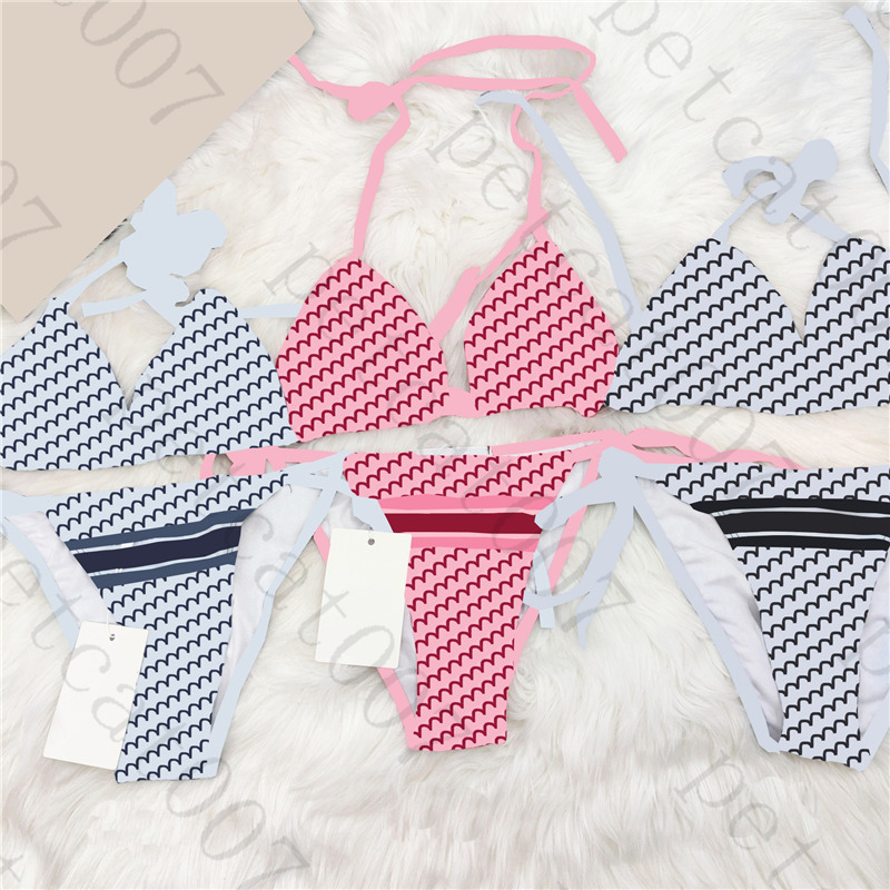 

Classic Women Swimwear Four Colors Letter Print Womens Swimsuit Bikini Textile Fashion Halter Ladies Bikinis Set, Please contact me real pictures