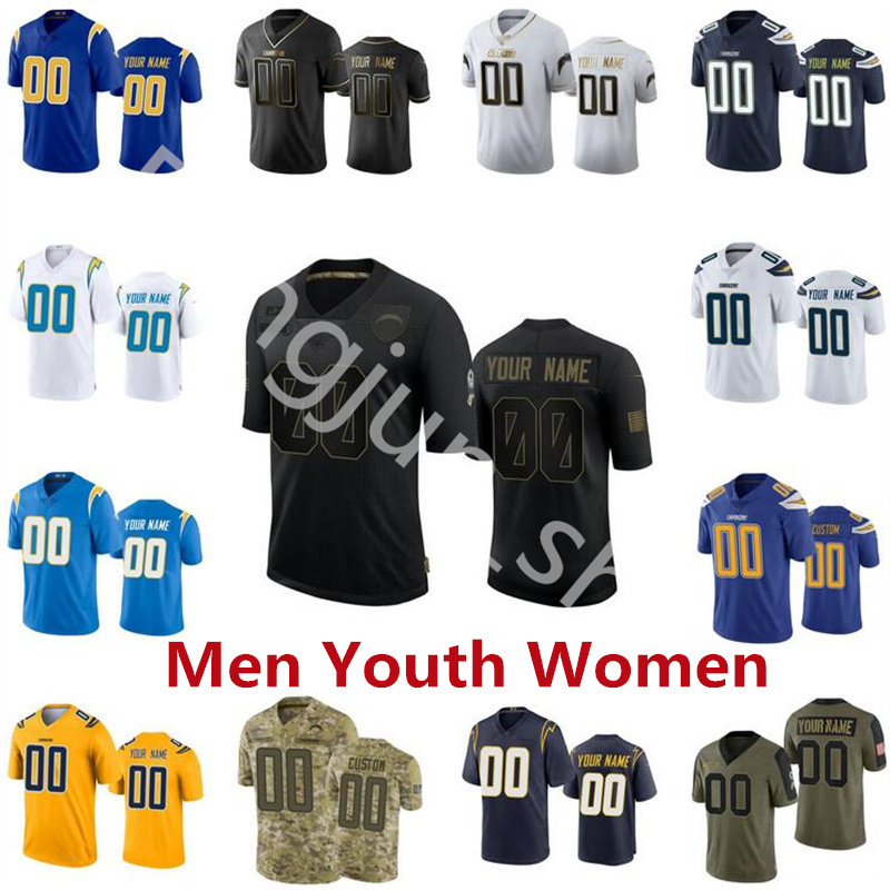 

2022 Los Angele Men Women Youth Charger Stitched Football 10 Justin Herbert 97 Joey Bosa 33 Derwin James Jr Custom''NFL''jerseys Size S-4XL