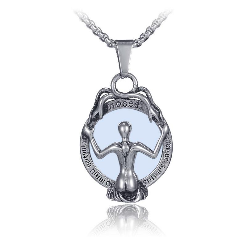 

Pendant Necklaces Trendy Mirror Women Necklace Stainless Steel Letter Geometric Vintage Punk Fashion Jewelry