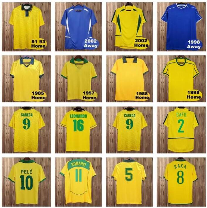 

Retro Brazils 1994 1988 1998 2000 2002 2004 2006 soccer jerseys ROMARIO RONALDINHO RIVALDO KAKA 94 98 00 02 06 football shirt, Fg1095 2002 home