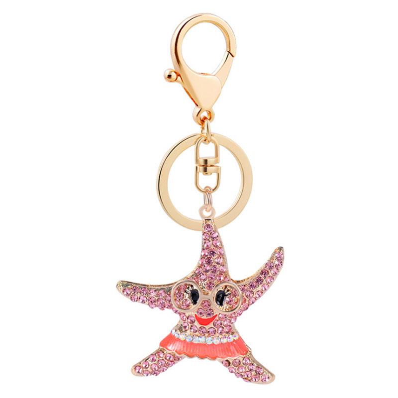 

Keychains Creative Starfish, Pentacle Alloy Key Chain Pendant Girls Luggage Car