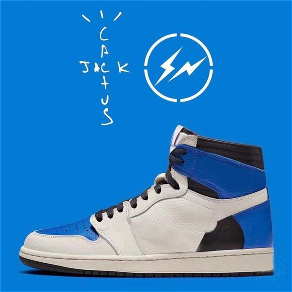 Jumpman Authentic 1 Fragment High TS SP Chaussures d'extérieur Bleu militaire SB Cactus Jack Houston Oilers PlayStation Low Sail Suede Shy Rose