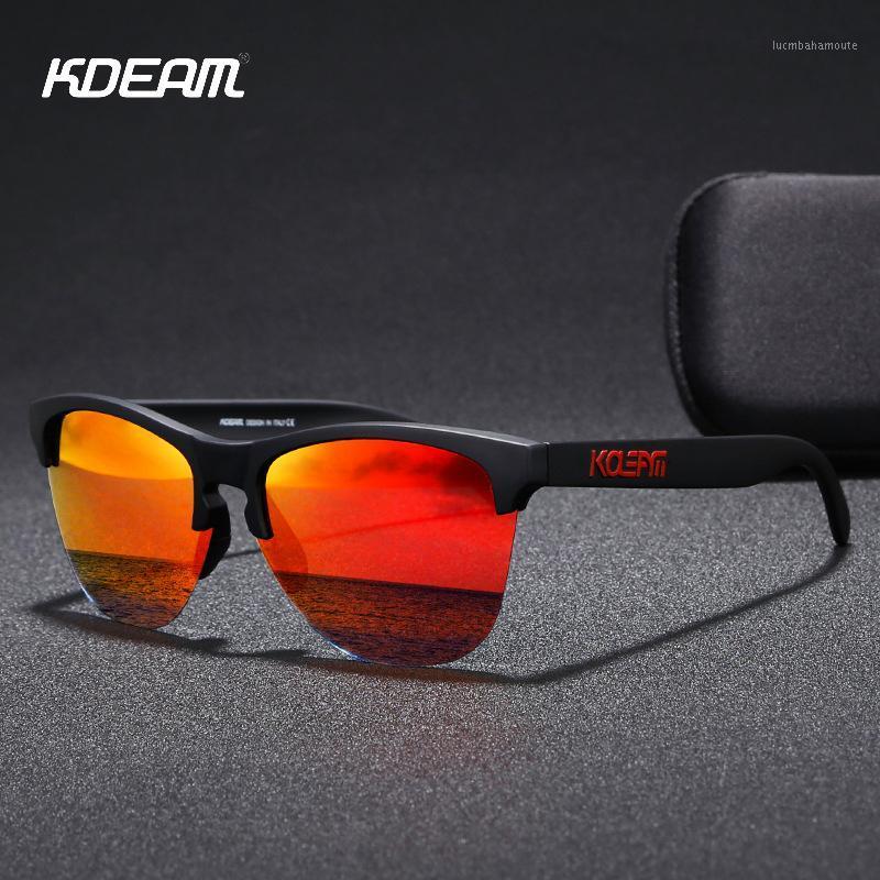 Lunettes de soleil Kdeam demi-cadre Mode Hommes Polarized Hommes TR90 SPORT SPORT SUPÉRIE SEMI-RIMOPLES COOL SUNLIGRAPS AVEC UNE BOÎTE GRATUITE