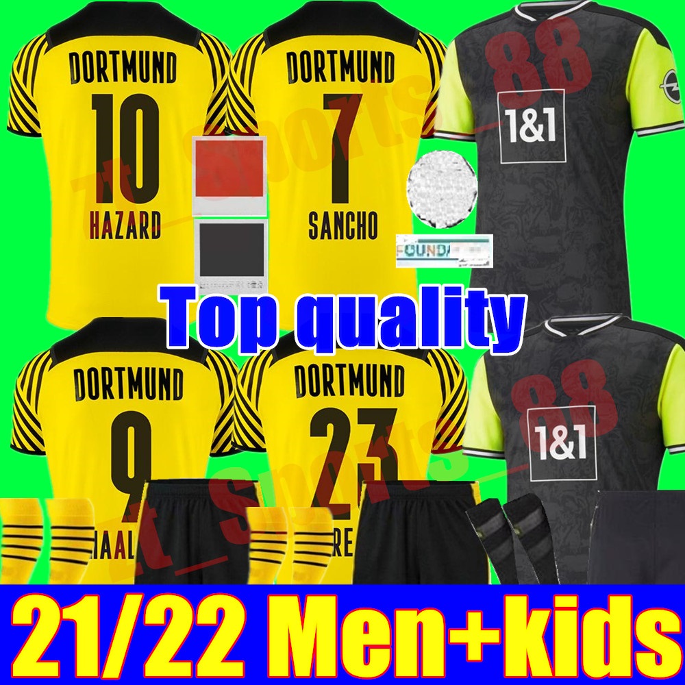 

HAALAND REUS Borussia 21 22 dortmund home away 4th soccer jersey 2021 2022 football shirts BELLINGHAM SANCHO BRANDT Men + kids kit maillot de foot, Kids 4th+socks