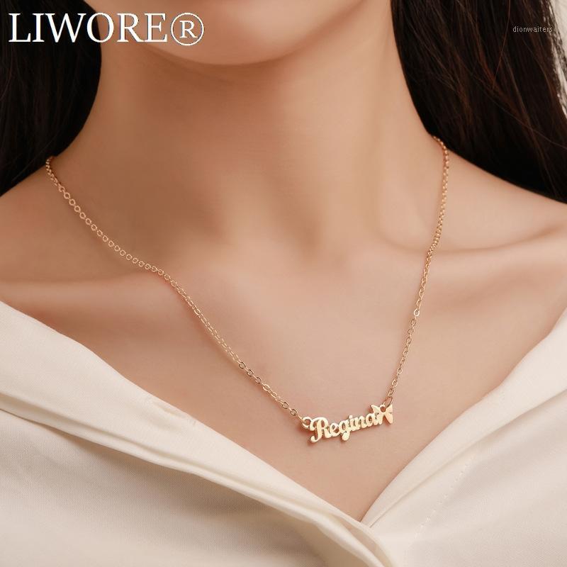 

Chains Liwore Fashion Necklace Women's Simple Metal Chain Collar Letter Gold Pendant Jewelry