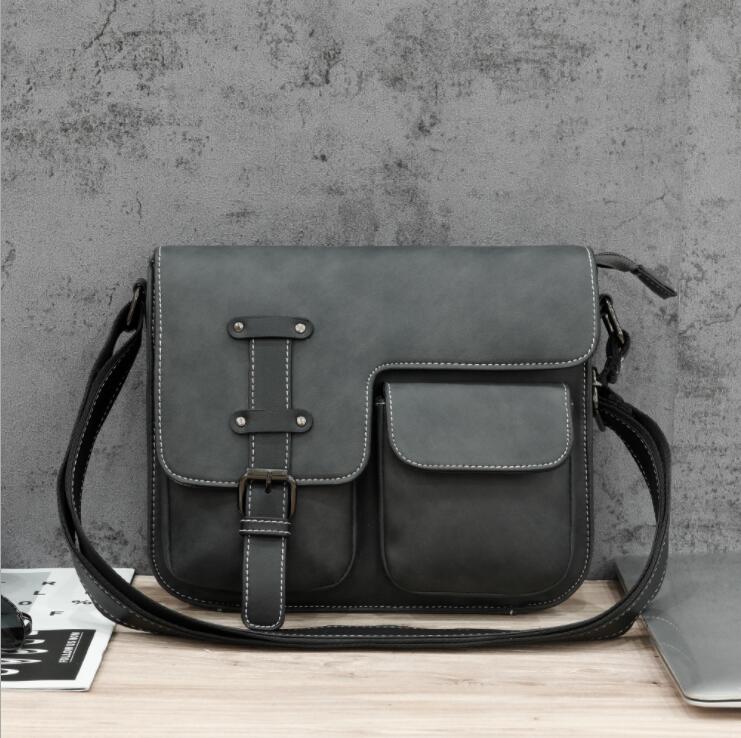 

Factory Outlet mens shoulder bags retro frosted leather mailman bag multifunctional pocket decoration men backpack outdoor leisure fashion handbag, Coffee