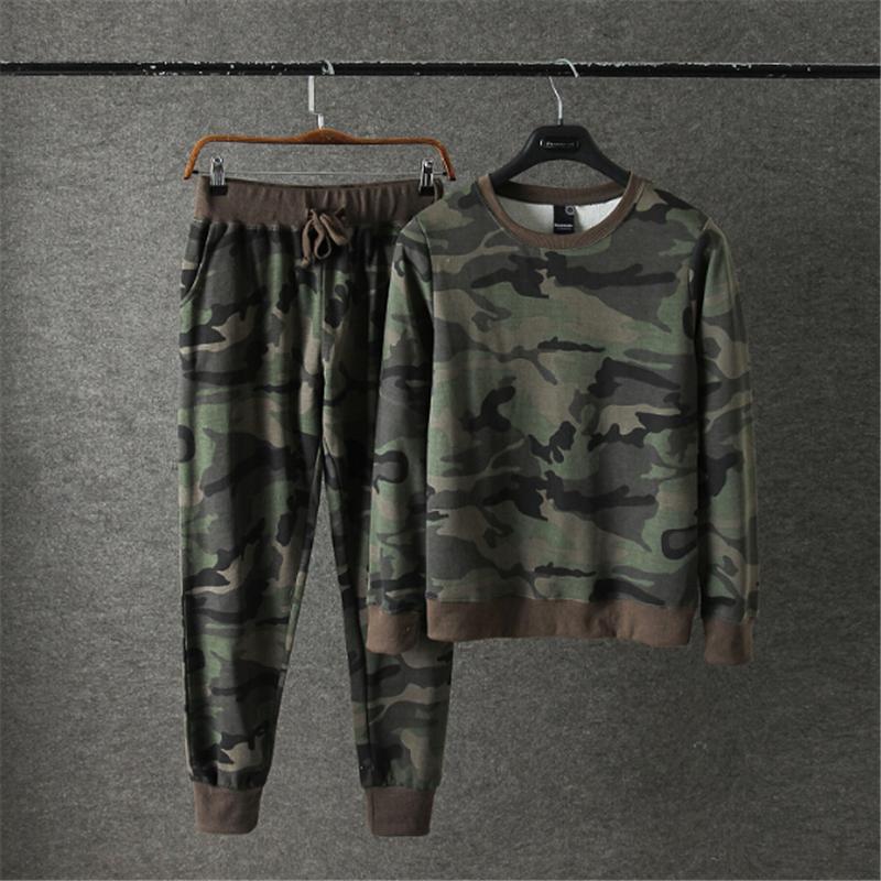 

Mens Sporting Tracksuit Set Camouflage Hoodies And Sweatpants Casual Sportswear Suit, As picture show
